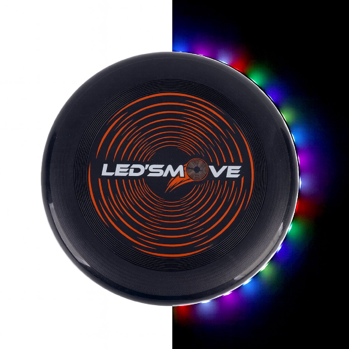 LEDS MOVE Lichtgevende   | 38 LEDs met 12 kleur standen! | LED Flying disk | Disk Golf | LedsMove Lichtgevend Speelgoed | Model zwart 22,5cm
